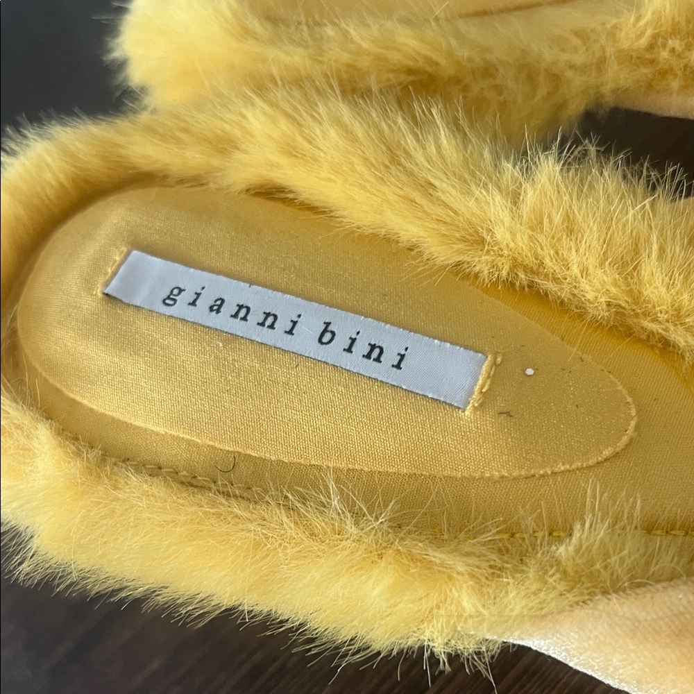 Gianni Bini Yellow Velvet Mules with Rosette - Picture 2 of 9
